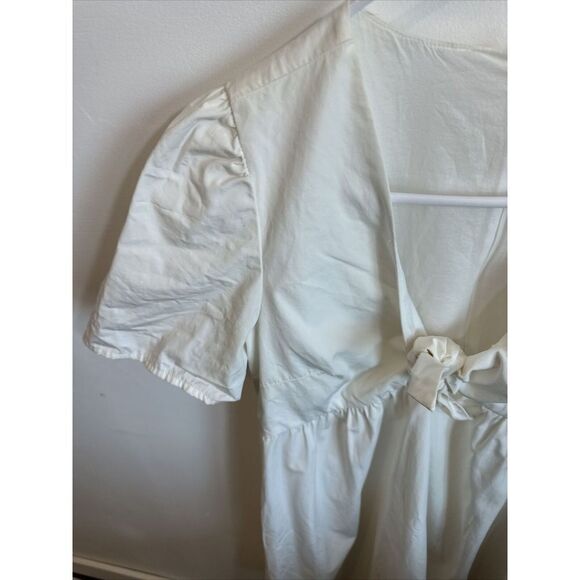 Madewell Tie Front White Poplin Babydoll Dress Womans size 4 - Picture 7 of 15